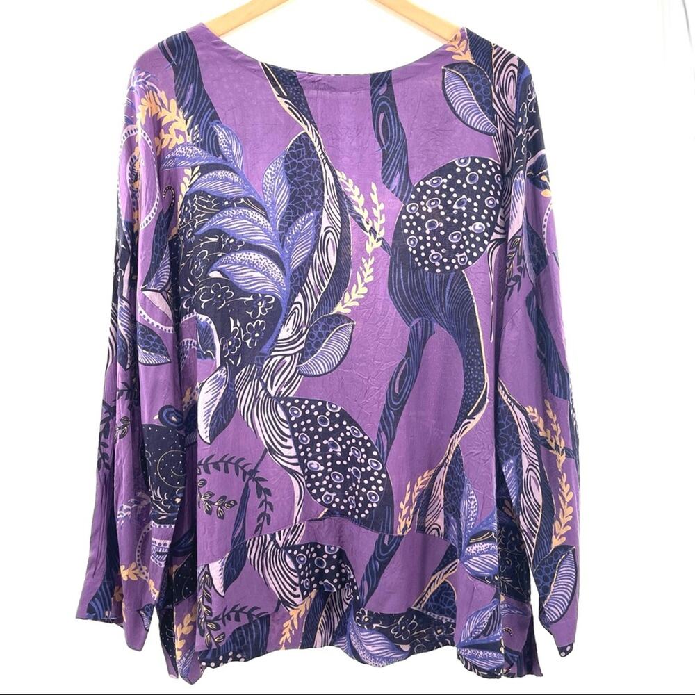 MASAI Purple Print Tunic Size Medium Made India Satin Wrinkled Style Medium